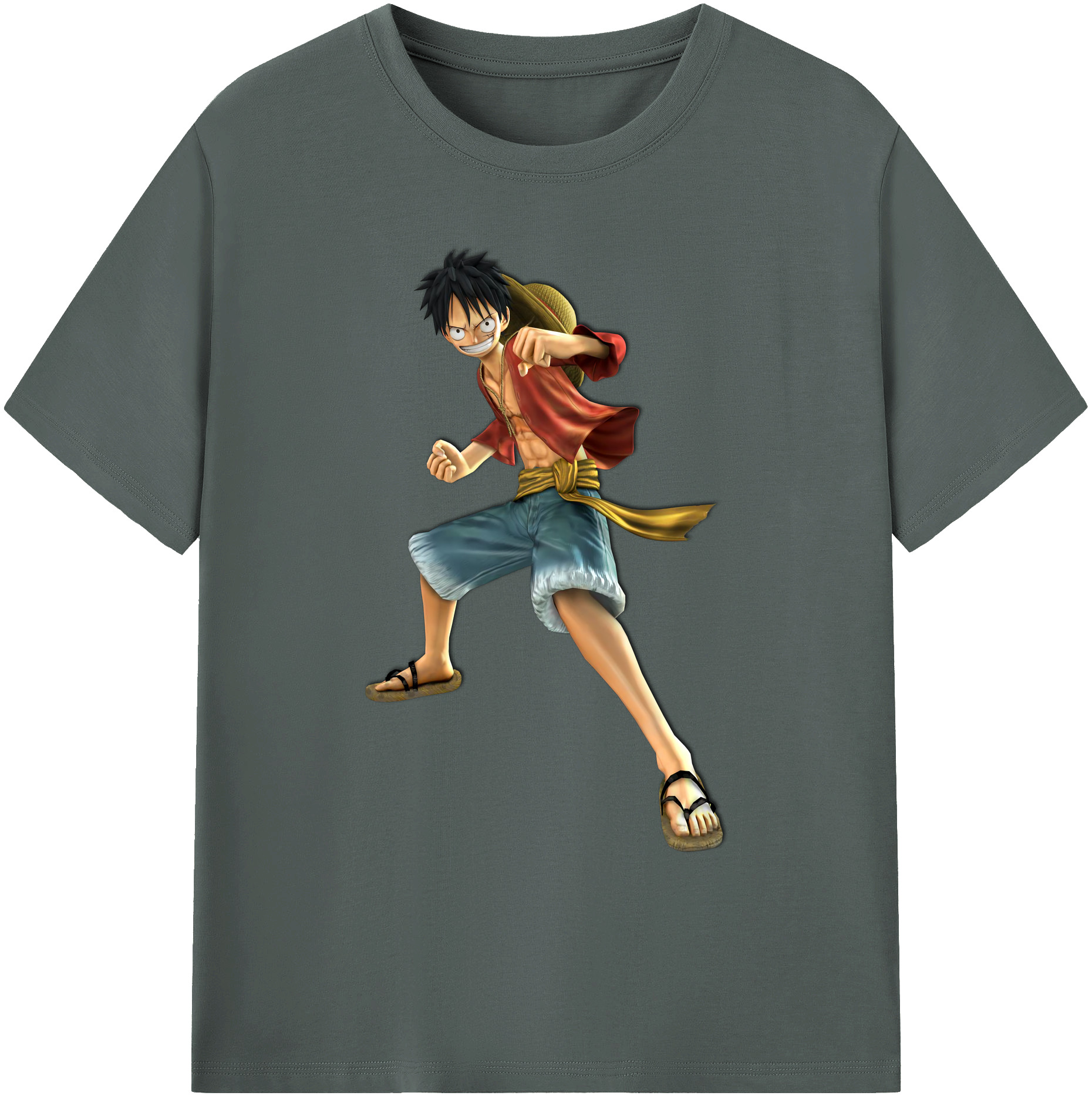 ワンピース モンキー・D・ルフィ ONE PIECE Monkey D. Luffy 綿100％ メンズ半袖Tシャツ｜肌触りやわらか＆通気性